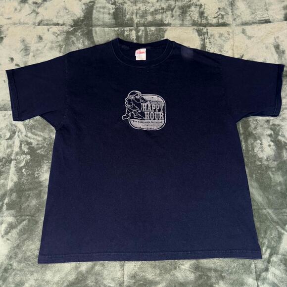 The Disney Store Grumpy's Happy Hour T-Shirt Men's XL Navy Blue Short Sleeve VTG - Picture 1 of 7